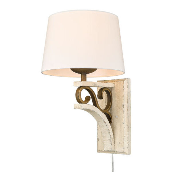 Solay Burnished Chestnut One-Light Wall Sconce with Ivory Linen Shade, image 4